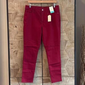 NWT St John's Bay Womens Red / Burgundy Skinny Jeans Size 14